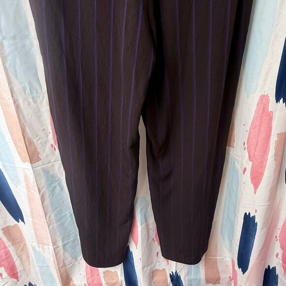 Vince Pleat-Front Wide-Leg Pants in Brown and Purple Stripes Size 14 - Picture 10 of 13
